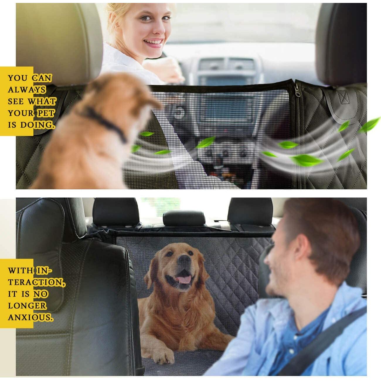 Dog Seat Cover for Back Seat, 100% Waterproof Dog Car Seat Covers with Mesh Window, Scratch Prevent Antinslip Dog Car Hammock, Car Seat Covers for Dogs, Dog Backseat Cover,Standard