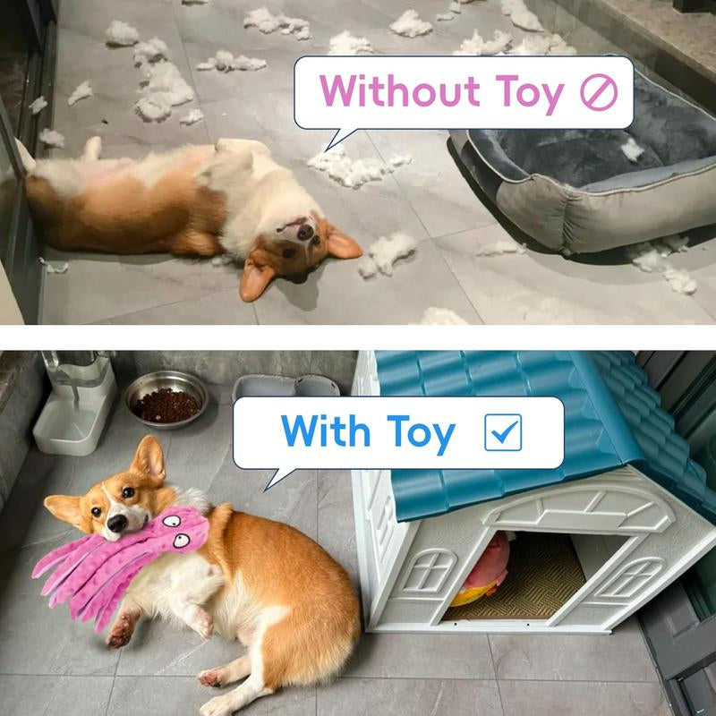 2 Pc-Octopus Dog Toys, Animals Shaped Pet Plush Toy for Dogs & Cats, Dog Squeaky Plushies, Durable Interactive Pet Chew Toys for Puppy, Crinkle Dog Toys, Dog Accessories