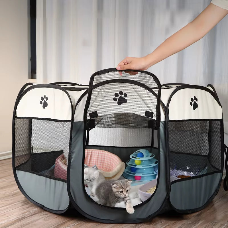 Octagonal Pet Tent Foldable Portable Oxford Cloth Cat and Dog Nest Outdoor Easy Operation Large Dog Cages Cat Fences