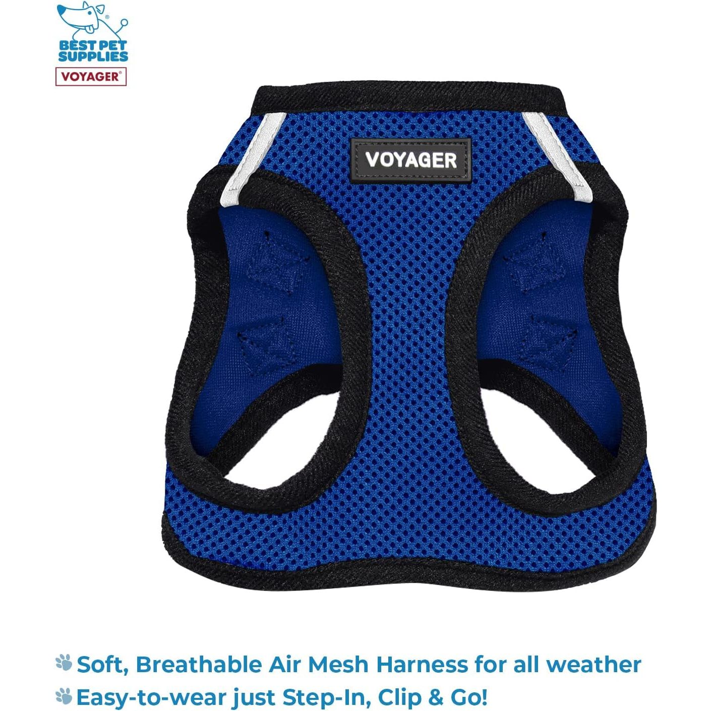 Voyager Step-In Air All Weather Mesh Harness and Reflective Dog 5 Ft Leash Combo with Neoprene Handle, for Small, Medium and Large Breed Puppies by  - Blue, Xx-Small