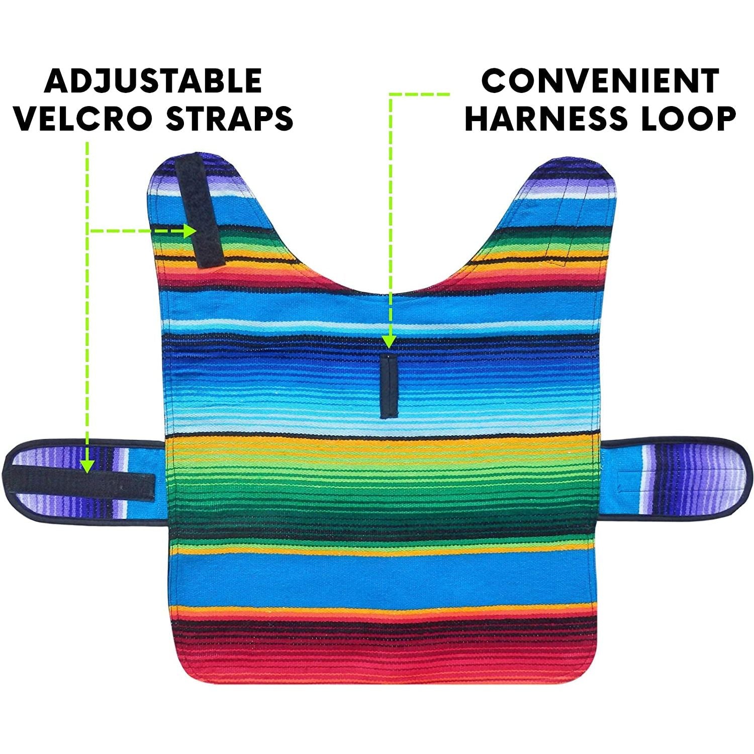 Dog Clothes - Handmade Dog Poncho from Authentic Mexican Blanket (Blue, XXS)