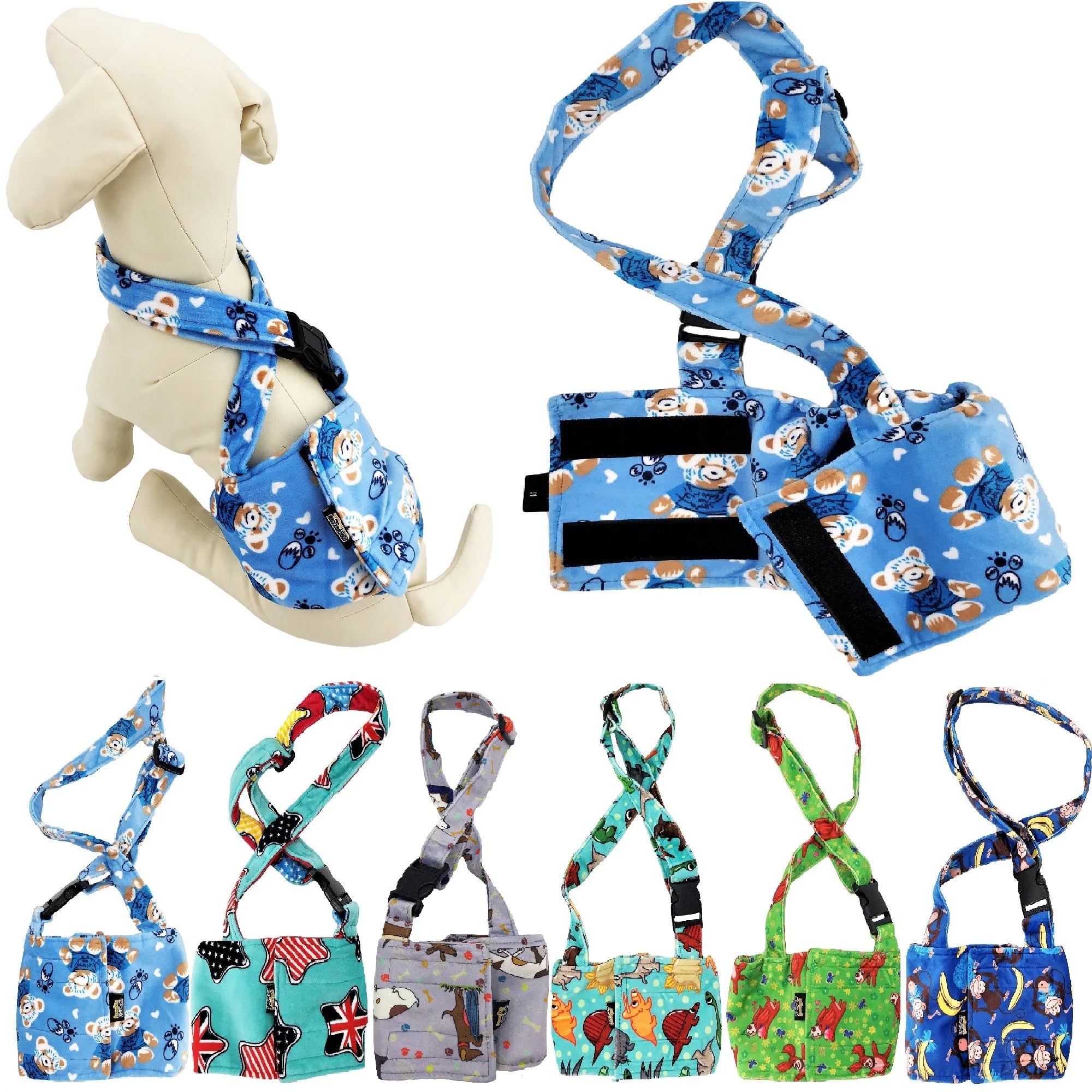 WASHABLE Dog Diaper for MALE Boy FLEECE Belly Band Reusable with SUSPENDER Size X-Small (Waist: 8
