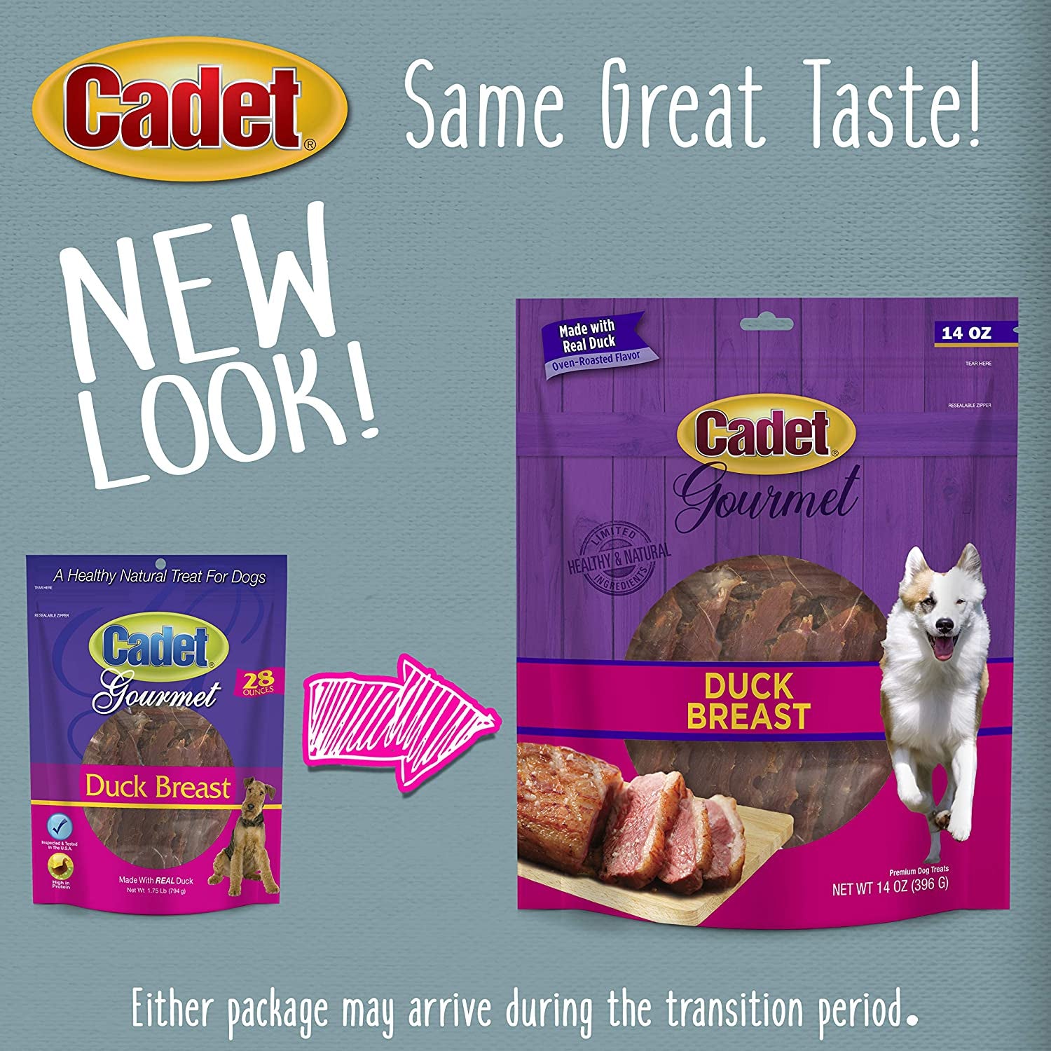 Gourmet Duck Breast Jerky Dog Treats, Healthy, Long-Lasting High-Protein Training Treats for Small & Large Dogs, 14 Oz.