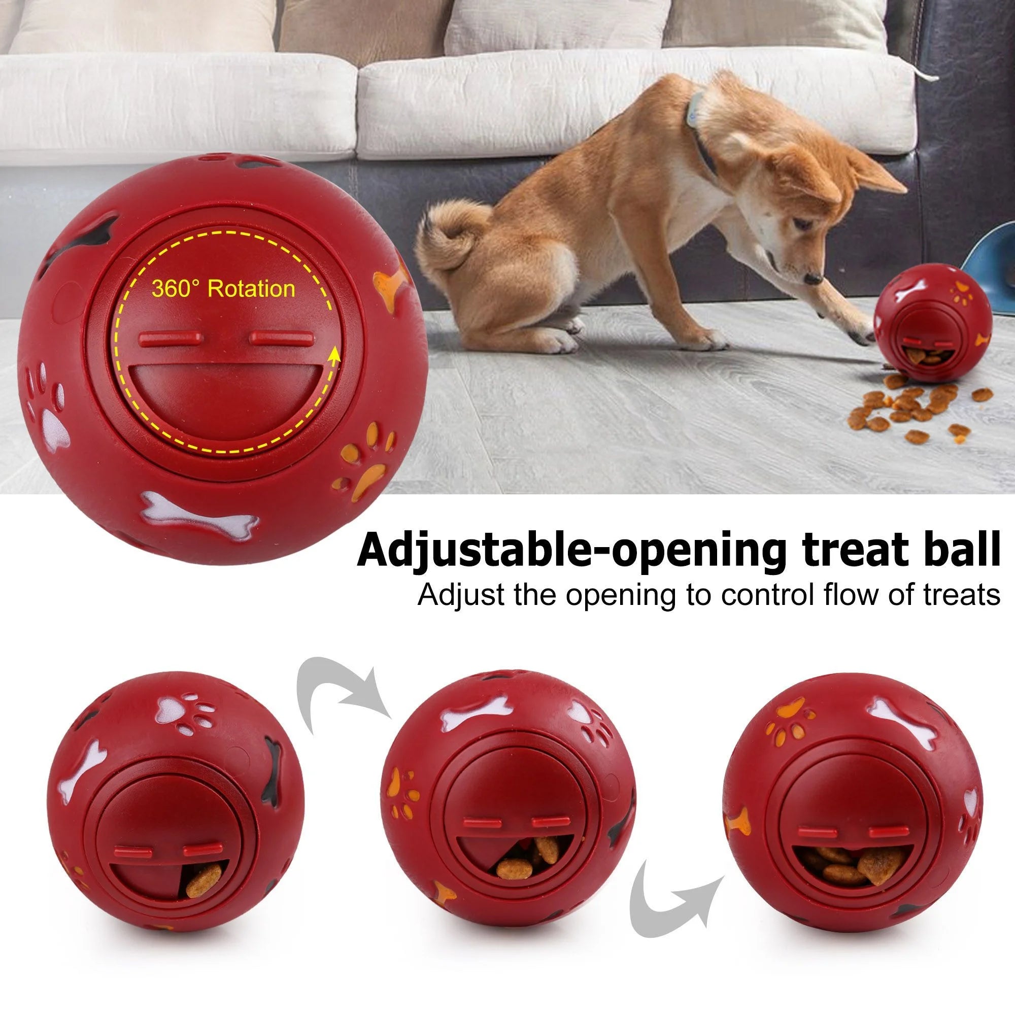 4 Pack Large Dog Treat Ball, Interactive Food Dispensing Puppy Puzzle Toy, Natural Rubber