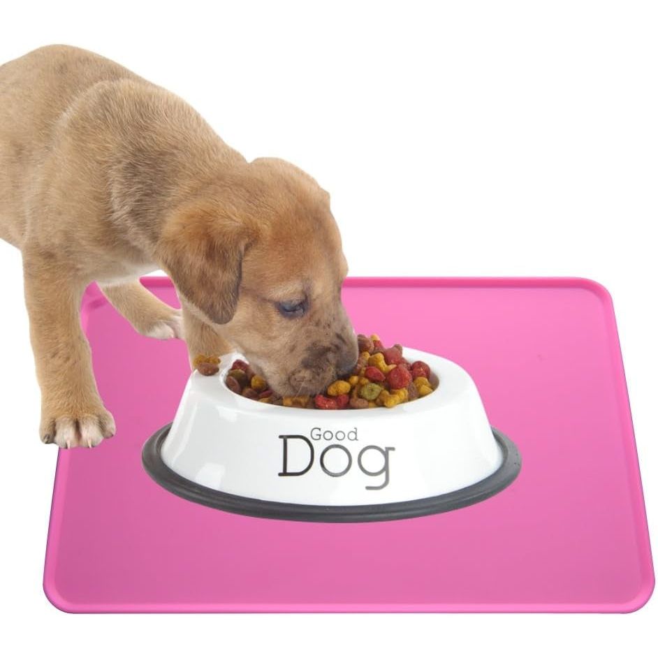 Dog Food Mat, Silicone Dog Cat Bowl Mat, Non Slip Pet Feeding Mat Waterproof Dog Placemat for Small Animals (18.5