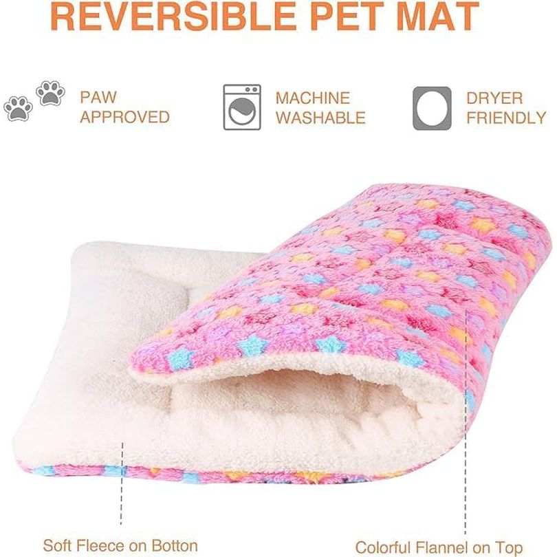 Dog Bed Crate Pad Ultra Soft Pet Bed with Cute Star Print Washable Crate Mat for Large Medium Small Dogs Reversible Fleece Dog Crate Kennel Mat Cat Bed Liner 29 X 21 Inch Pink