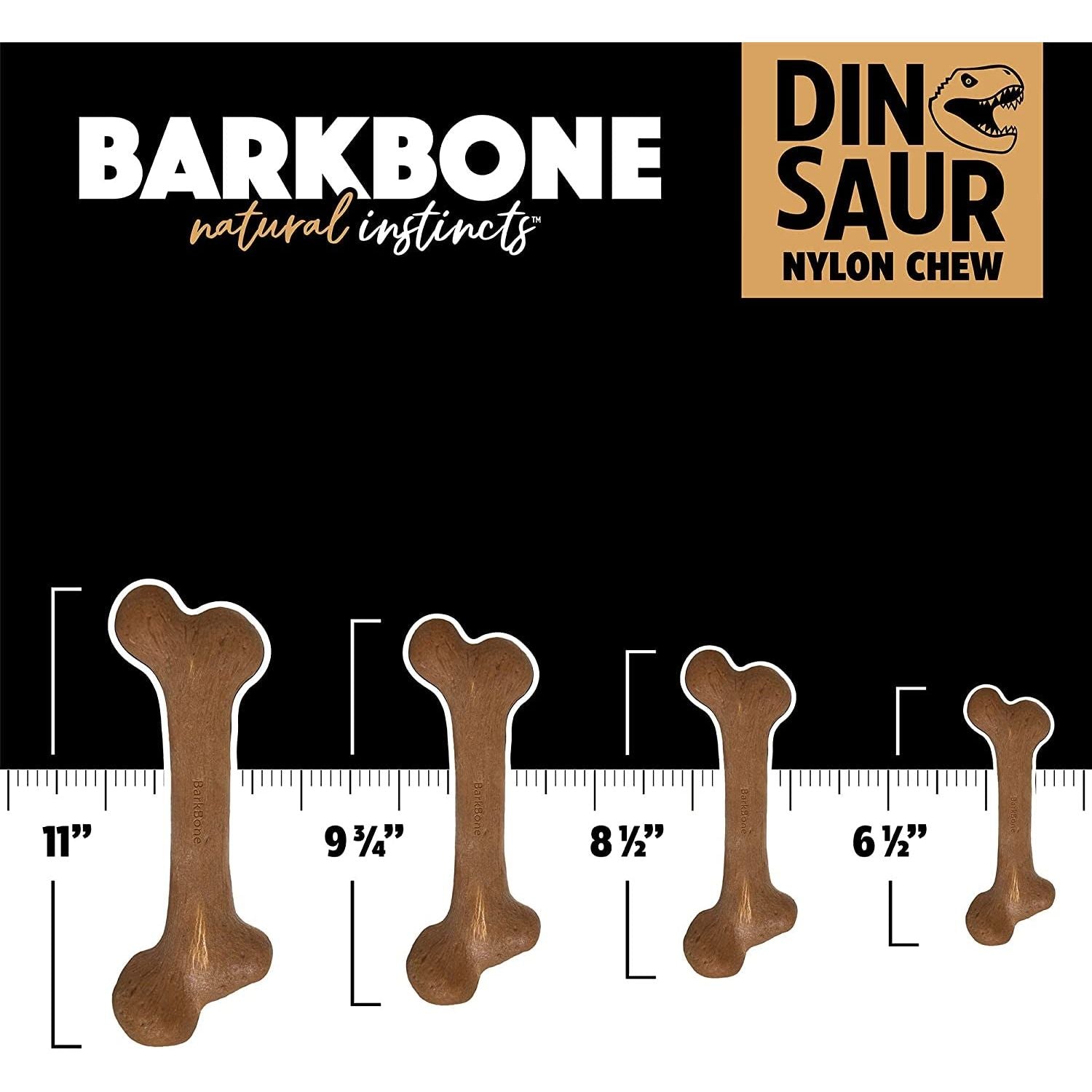 Dinosaur Barkbone - Nylon Dog Bone for Aggressive Chewers - Bacon Flavor - 8.5