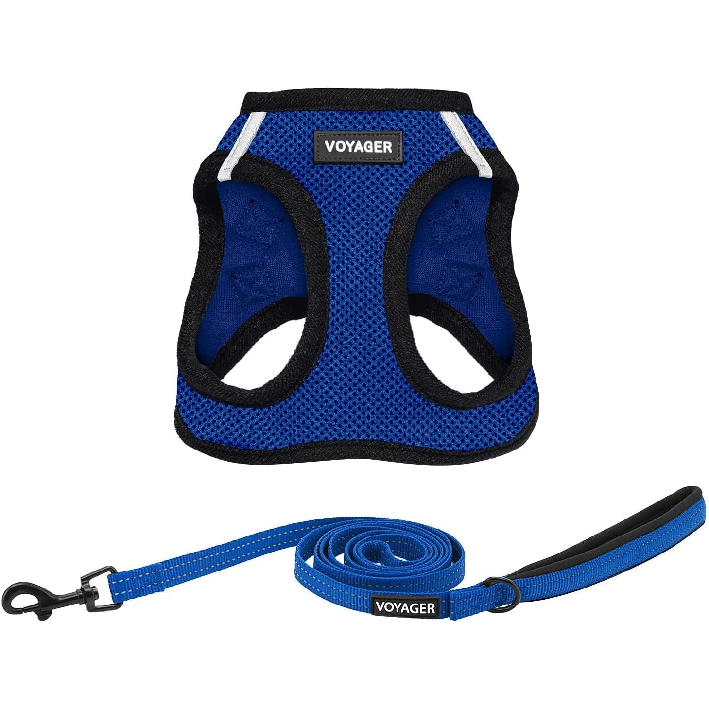 Voyager Step-In Air All Weather Mesh Harness and Reflective Dog 5 Ft Leash Combo with Neoprene Handle, for Small, Medium and Large Breed Puppies by  - Blue, Xx-Small