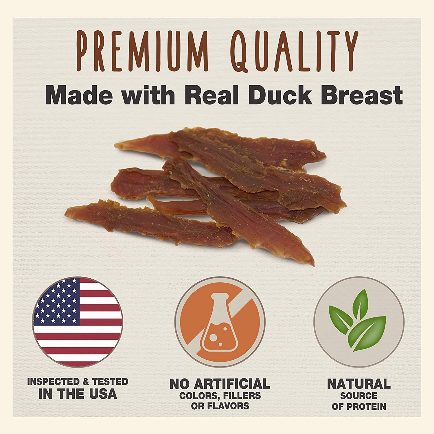 Gourmet Duck Breast Jerky Dog Treats, Healthy, Long-Lasting High-Protein Training Treats for Small & Large Dogs, 14 Oz.
