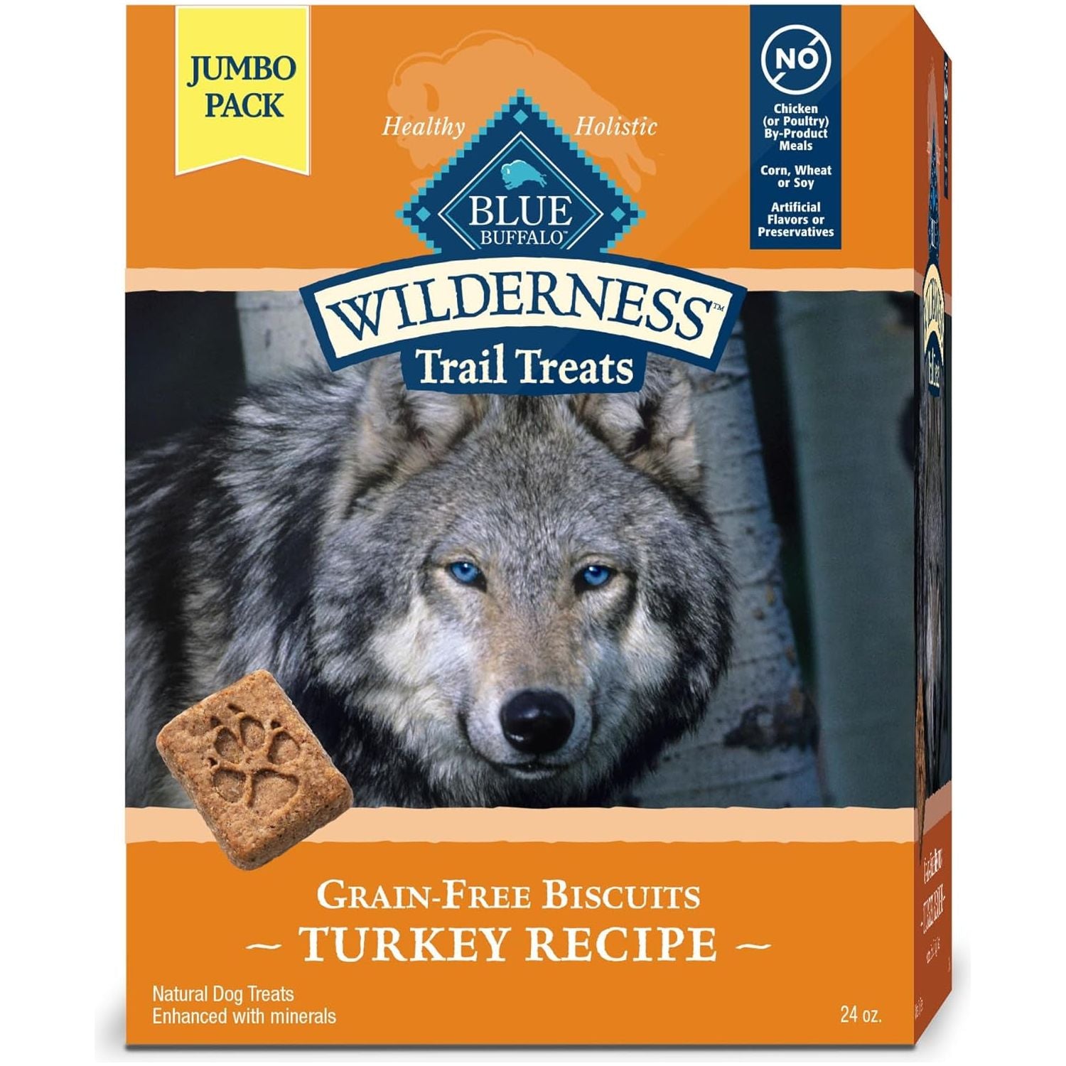 Wilderness Trail Treats High Protein Grain Free Dog Biscuits Crunchy Dog Treats, Turkey Recipe, 24-Oz Bag