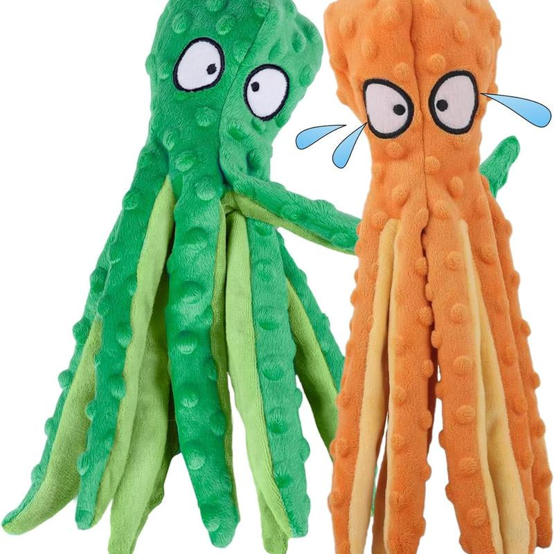 2 Pc-Octopus Dog Toys, Animals Shaped Pet Plush Toy for Dogs & Cats, Dog Squeaky Plushies, Durable Interactive Pet Chew Toys for Puppy, Crinkle Dog Toys, Dog Accessories