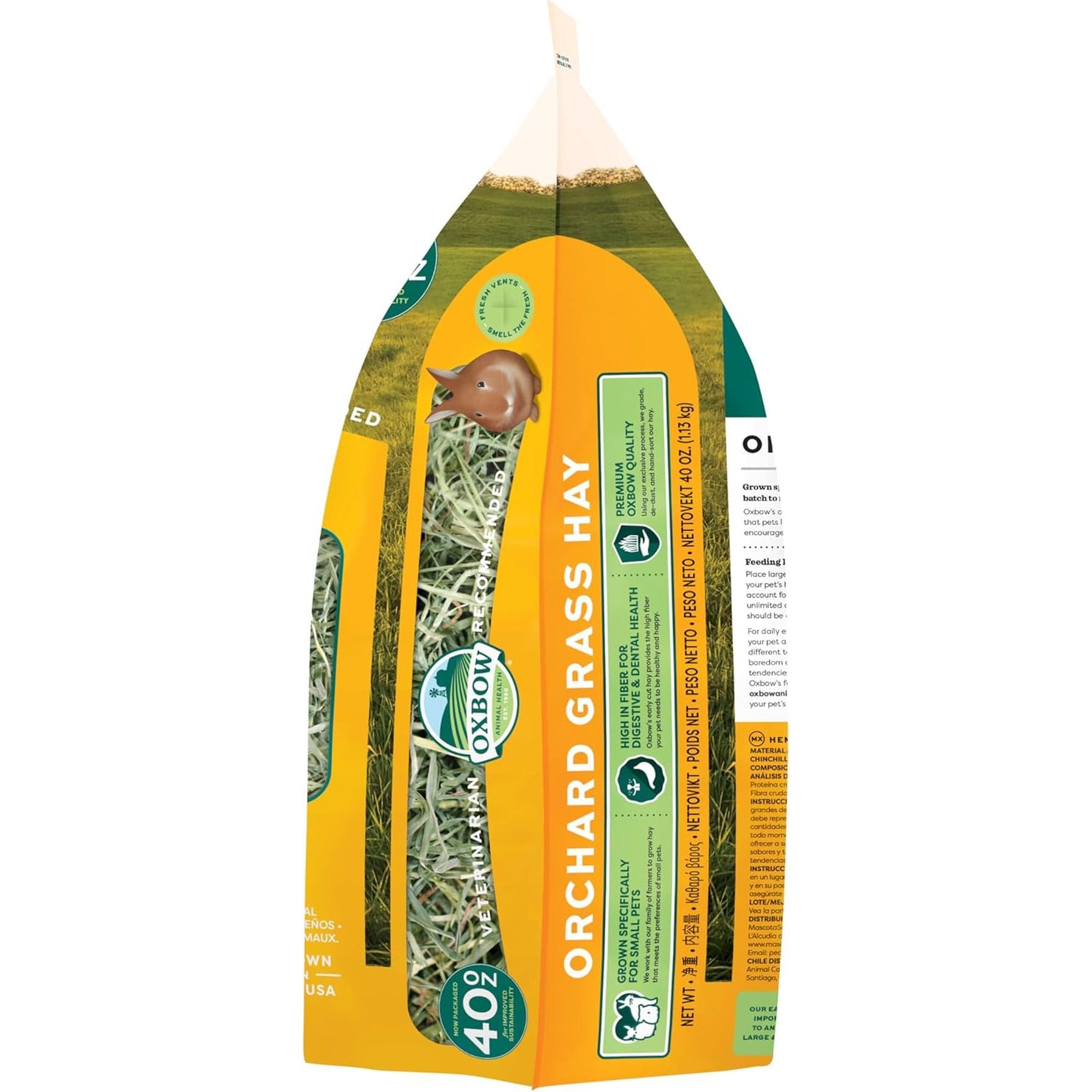 Animal Health Orchard Grass Hay - All Natural Grass Hay for Chinchillas, Rabbits, Guinea Pigs, Hamsters, Gerbils & Other Small Pets - Grown in the USA- Fiber Rich- 40 Oz.