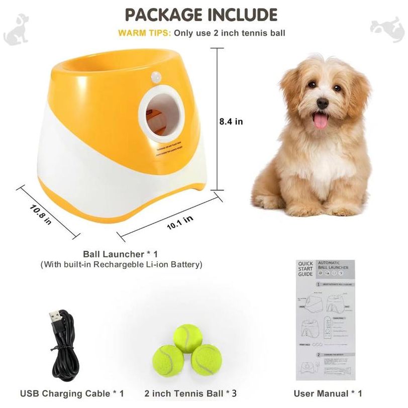 Automatic Dog Ball Launcher with 3 Tennis Balls, 3 Mode Adjustable Dog Ball Thrower, Interactive Dog Toys for Small & Medium Dogs Indoor & Outdoor
