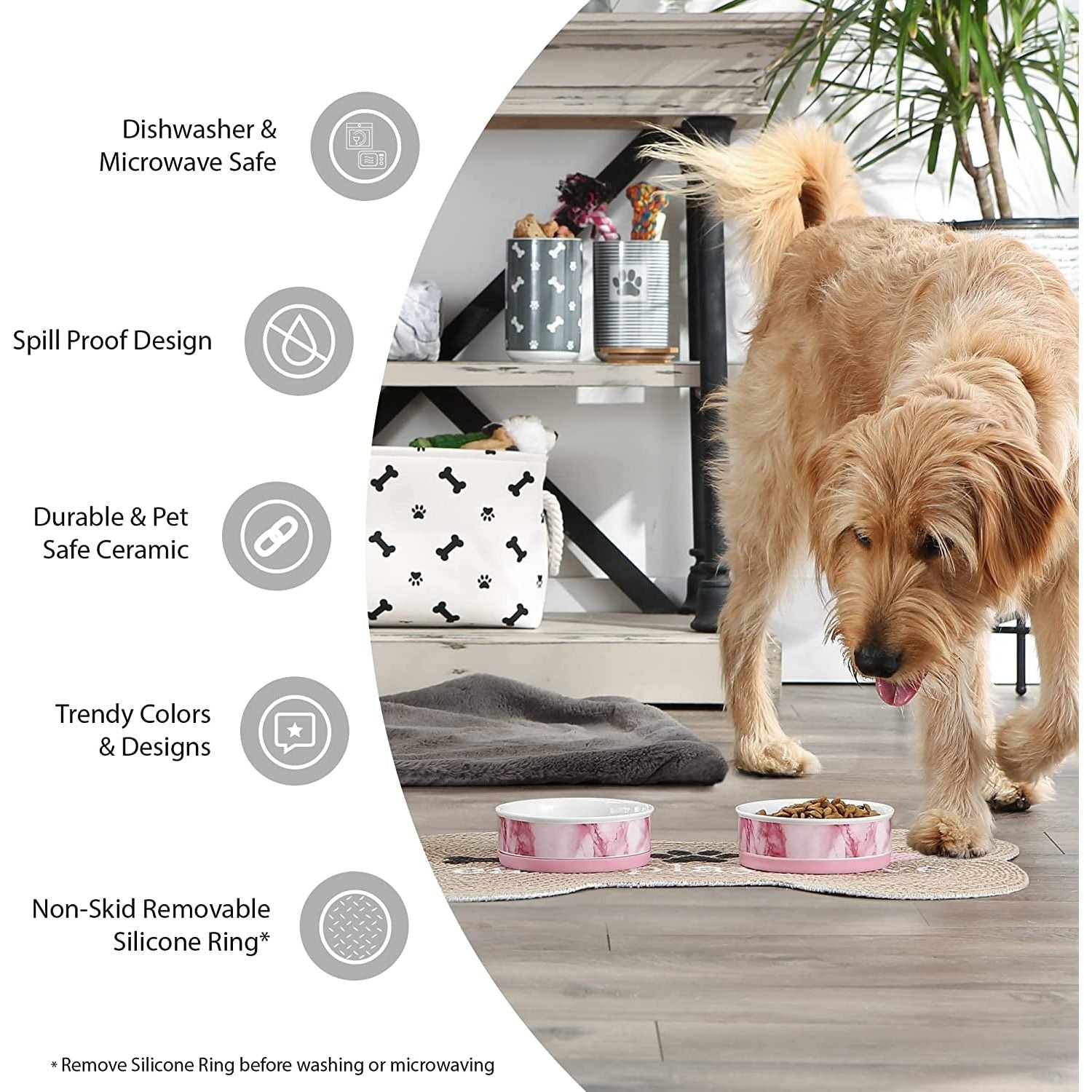 Paw & Patch Ceramic Pet Collection, Large Set, 7.5X2.4