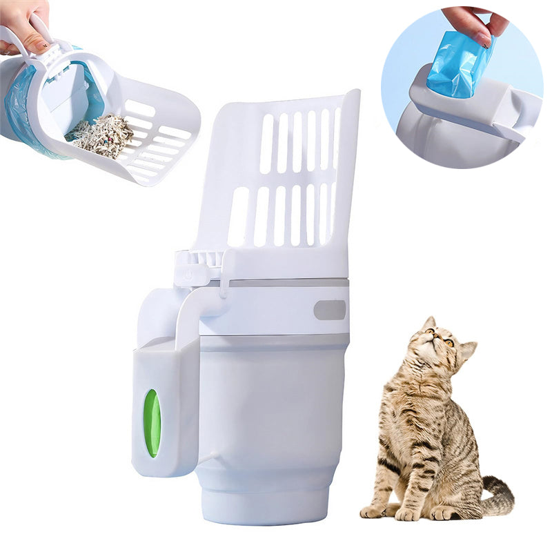 Upgrade Widen Cat Litter Shovel Scoop with Refill Bags Large Cat Litter Box Self Cleaning Cat Waste Bin System Pet Supplies Pet Products