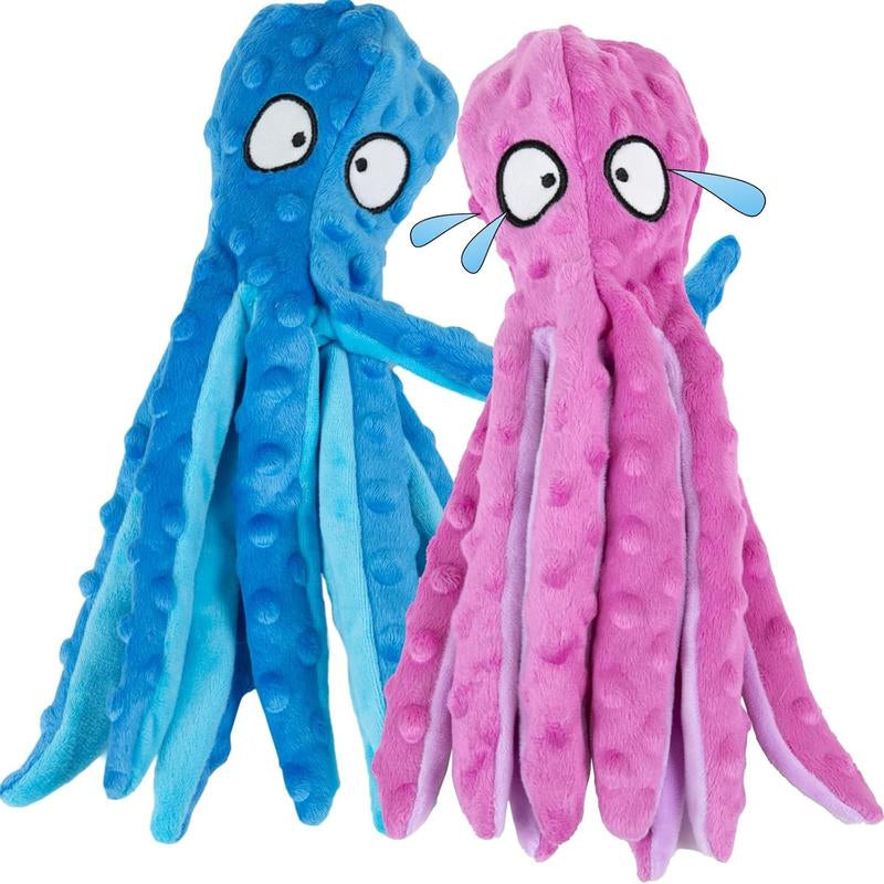 2 Pc-Octopus Dog Toys, Animals Shaped Pet Plush Toy for Dogs & Cats, Dog Squeaky Plushies, Durable Interactive Pet Chew Toys for Puppy, Crinkle Dog Toys, Dog Accessories