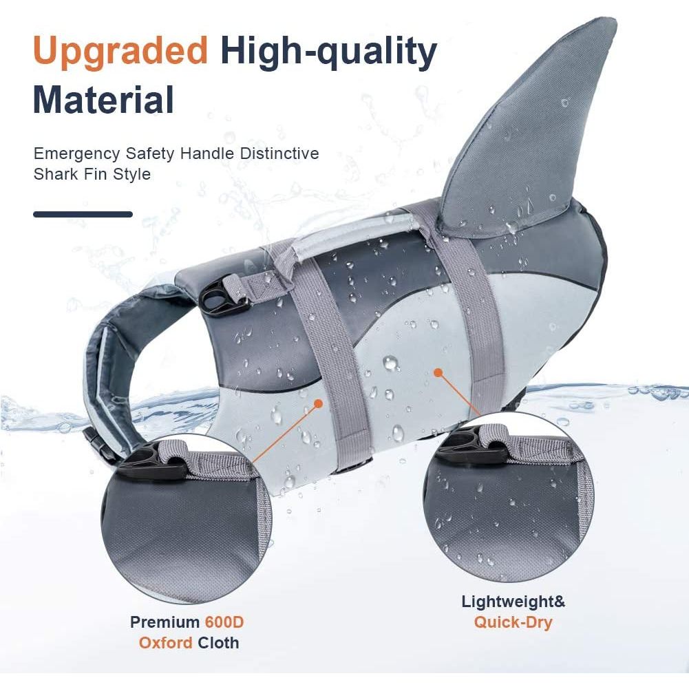 Dog Life Vests, Dog Floats for Swimming, Boat, Pool, Ripstop Dog Life Jacket with High Buoyancy and Lift Handle for Small and Medium Breeds, (M,Grey)
