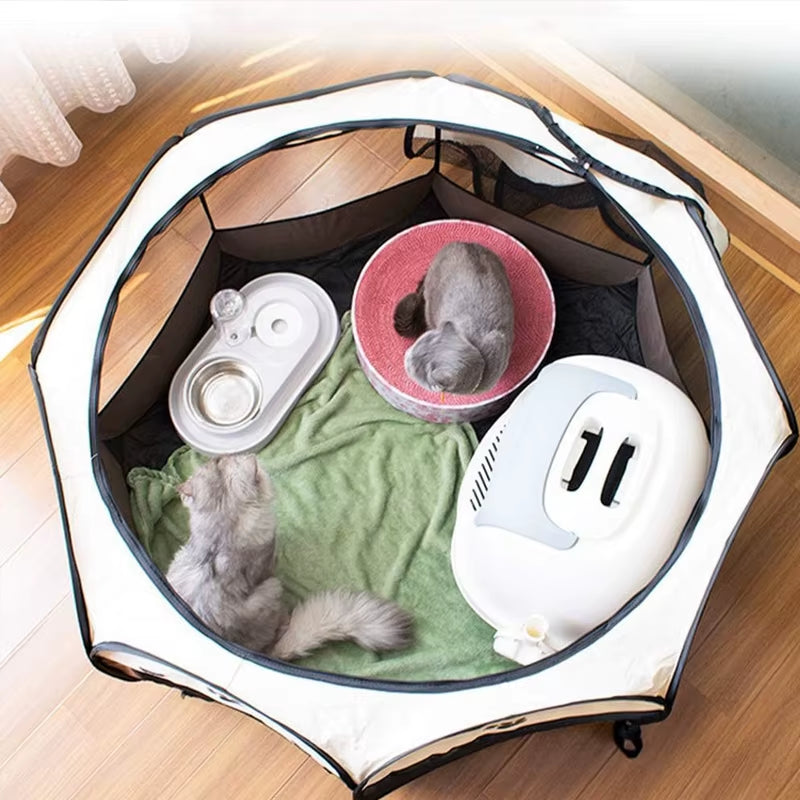 Octagonal Pet Tent Foldable Portable Oxford Cloth Cat and Dog Nest Outdoor Easy Operation Large Dog Cages Cat Fences