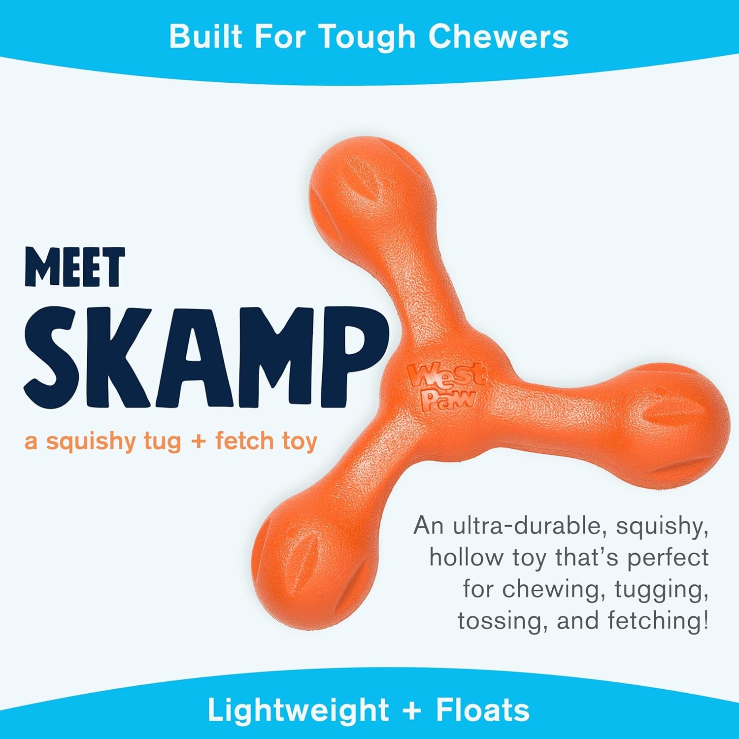 Zogoflex Air Skamp Tug-Of-War Stick Dog Chew Toy – Hollow, Squishy Interactive Toy for Dogs, Puppies – for Chewing, Catch, Carry, Fetch, Dishwasher Safe, Latex-Free, Large 8.5