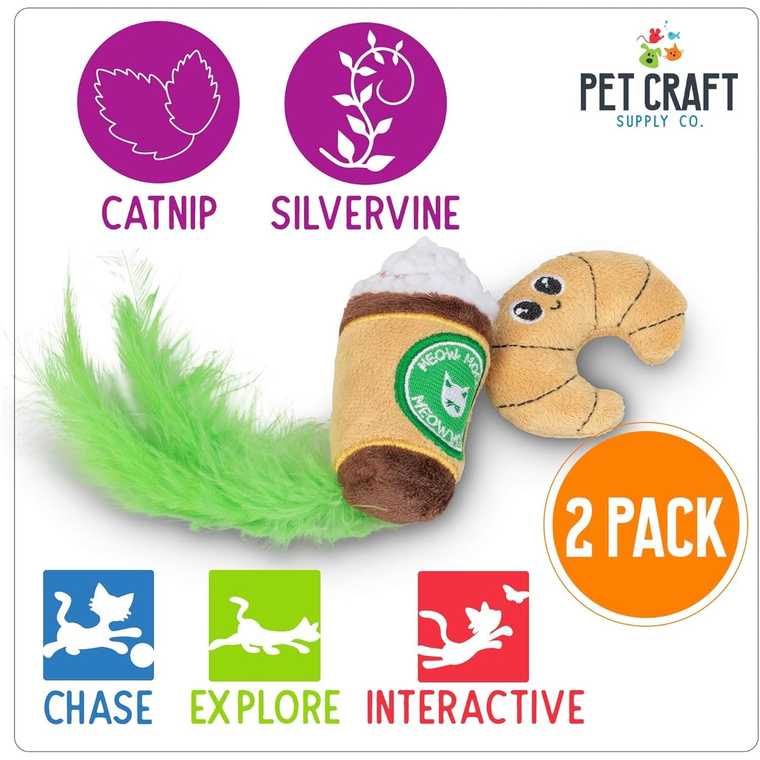 Silly Snacks and Funny Food Crinkle Cuddling Catnip and Silvervine Interactive Cat Toys - Great for Indoor Cats, Kittens or Medium Breeds