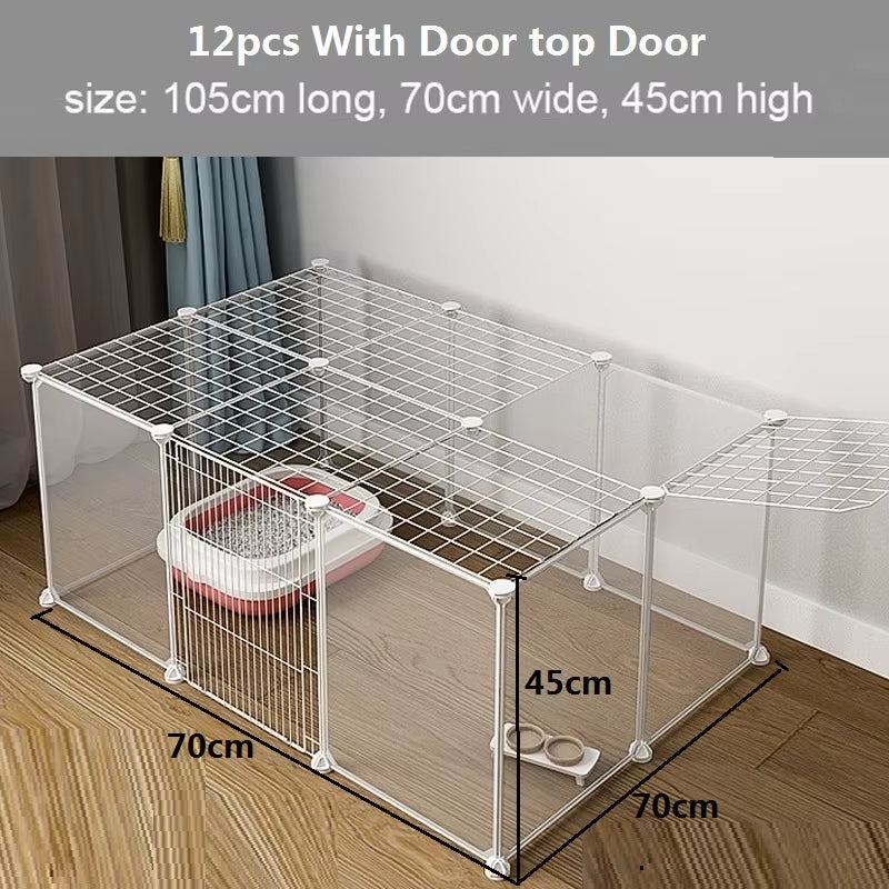 Portable Pet Playpen DIY Small Animals Metal Wire Crate Kennel Pet Fence Safe Guard Cats Door Playpen Cage Products